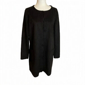 CATHERINE Malandrino Women’s Black Open Drape Cardigan- Size Large Faux Suede